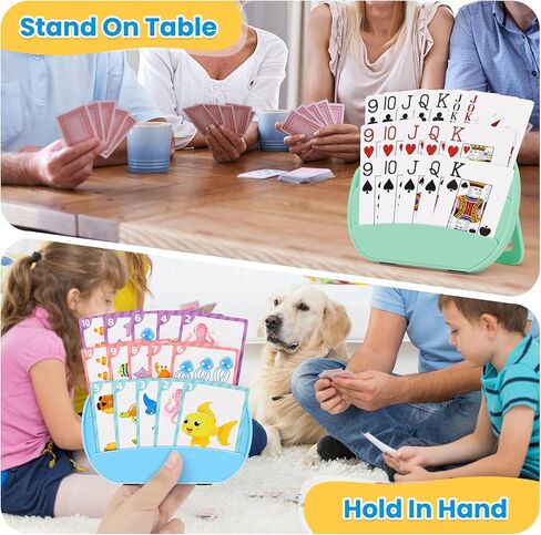 حاملي البطاقات للعب الورق ، حاملان للبطاقات للبالغين وكبار السن ، حامل ألعاب البطاقات المجاني للأيدي من أجل التهاب المفاصل الصغير ، وأحزاب لعبة البوكر سفر عائلة (Blue & Pink) in Kuwait