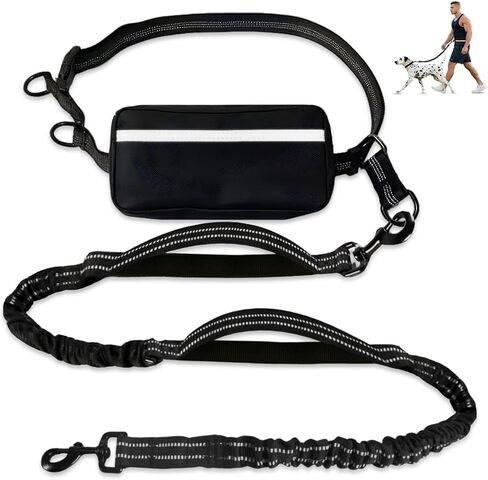 اليدين الحرة مقود الكلب ل 2 كلاب مع حزام الخصر وحقيبة كبيرة ، مقود الخصر للمشي الكلب ، الجري والمشي لمسافات طويلة ، مزدوجة الكلاب الكلاب لثلاتين مع مقابض مبطنة مزدوجة ، أسود in Kuwait