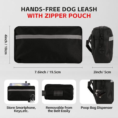 اليدين الحرة مقود الكلب ل 2 كلاب مع حزام الخصر وحقيبة كبيرة ، مقود الخصر للمشي الكلب ، الجري والمشي لمسافات طويلة ، مزدوجة الكلاب الكلاب لثلاتين مع مقابض مبطنة مزدوجة ، أسود in Kuwait