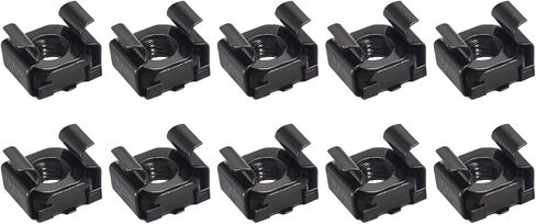 METALLIXITY Cage Nuts (M4x14mm) 25Pcs, Carbon Steel Zinc Plated Rack Mount Square Hole Hardware Cages - for Server Rack Cabinet Shelve, Black in Kuwait