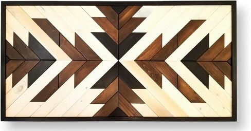 Native Wood Wall Art- Farmhouse Wood Wall Panel - Wood Wall Art Geometric- Rustic Wood Wall Hanging - Wood Wall Art Wooden Aztec Wall Decor Boho Western Wall Decor Farmhouse Home (Geometric, Medium) in Saudi Arabia