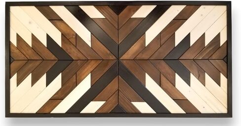 Native Wood Wall Art- Farmhouse Wood Wall Panel - Wood Wall Art Geometric- Rustic Wood Wall Hanging - Wood Wall Art Wooden Aztec Wall Decor Boho Western Wall Decor Farmhouse Home (Geometric, Medium) in Saudi Arabia