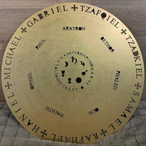 Seal of the Archangels, to hang, for wall 12 inches made of wood, 7 archangels symbols and planets in Saudi Arabia