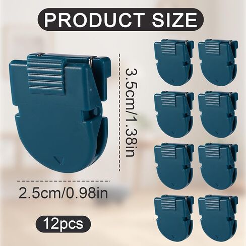 Boxob 12pcs مقصات المقصورة ، خطافات مقصورة بلاستيكية زرقاء داكنة لجدران النسيج دفع دبوس شماعات صورة للتعليق على موثوق المذكرات المذكرات الإكسسوارات المنزلية المنزلية in Saudi Arabia