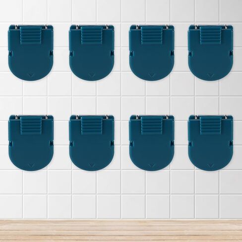 Boxob 12pcs مقصات المقصورة ، خطافات مقصورة بلاستيكية زرقاء داكنة لجدران النسيج دفع دبوس شماعات صورة للتعليق على موثوق المذكرات المذكرات الإكسسوارات المنزلية المنزلية in Saudi Arabia
