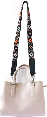 Woven Bag Strap - Brown & Orange with Black Leather, Purse Strap, Hand Woven Bag Strap, Embroidered Crossbody Strap, Guitar Strap in Saudi Arabia