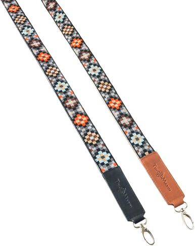 Woven Bag Strap - Brown & Orange with Black Leather, Purse Strap, Hand Woven Bag Strap, Embroidered Crossbody Strap, Guitar Strap in Saudi Arabia