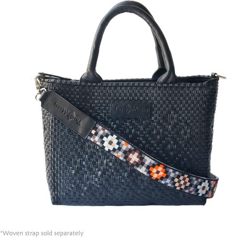 Woven Bag Strap - Brown & Orange with Black Leather, Purse Strap, Hand Woven Bag Strap, Embroidered Crossbody Strap, Guitar Strap in Saudi Arabia