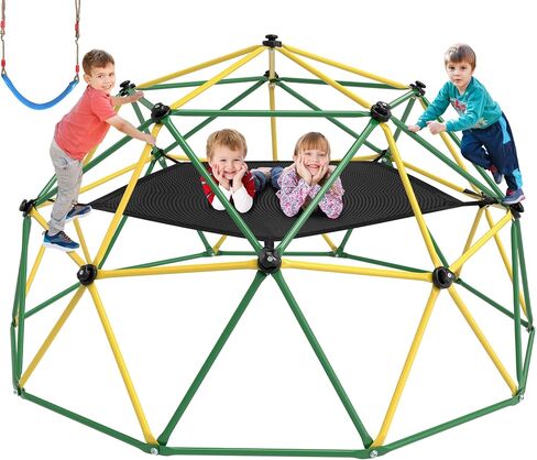 Climbing Dome, 6FT Geometric Dome Climber for Kids, Kids Indoor Outdoor Jungle Gym Supports 600lbs, Easy Assembly Playground Jungle Gym Backyard Play Equipment, Yellow+Blue in Saudi Arabia