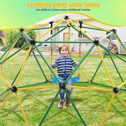 Climbing Dome, 6FT Geometric Dome Climber for Kids, Kids Indoor Outdoor Jungle Gym Supports 600lbs, Easy Assembly Playground Jungle Gym Backyard Play Equipment, Yellow+Blue in Saudi Arabia