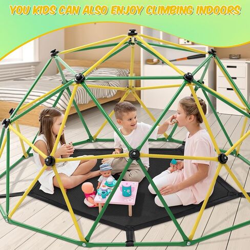 Climbing Dome, 6FT Geometric Dome Climber for Kids, Kids Indoor Outdoor Jungle Gym Supports 600lbs, Easy Assembly Playground Jungle Gym Backyard Play Equipment, Yellow+Blue in Saudi Arabia