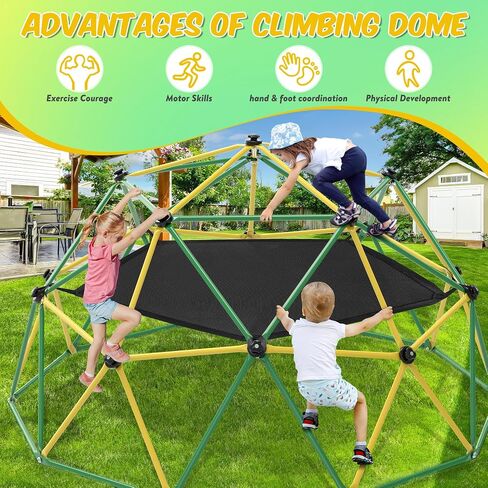 Climbing Dome, 6FT Geometric Dome Climber for Kids, Kids Indoor Outdoor Jungle Gym Supports 600lbs, Easy Assembly Playground Jungle Gym Backyard Play Equipment, Yellow+Blue in Saudi Arabia
