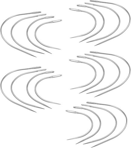 cobee 20 Pcs Curved Sewing Needles, 4 Sizes Hand Sewing Leather Needle, Threading Upholstery Embroidery Needles for Carpet Leather Canvas Repairing Weaving Crafts(2''/2.5''/3''/3.5'') in Saudi Arabia
