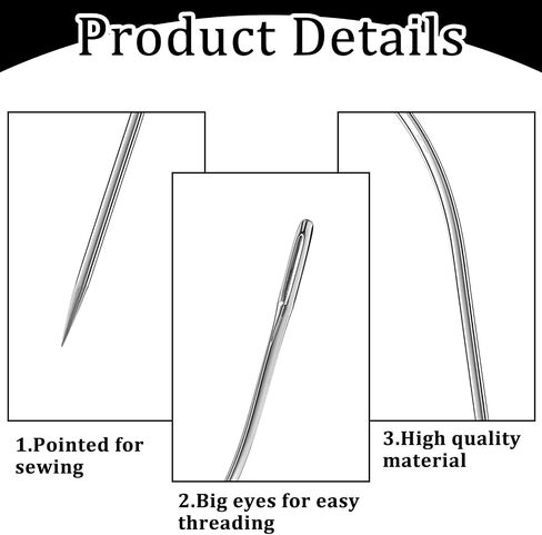 cobee 20 Pcs Curved Sewing Needles, 4 Sizes Hand Sewing Leather Needle, Threading Upholstery Embroidery Needles for Carpet Leather Canvas Repairing Weaving Crafts(2''/2.5''/3''/3.5'') in Saudi Arabia