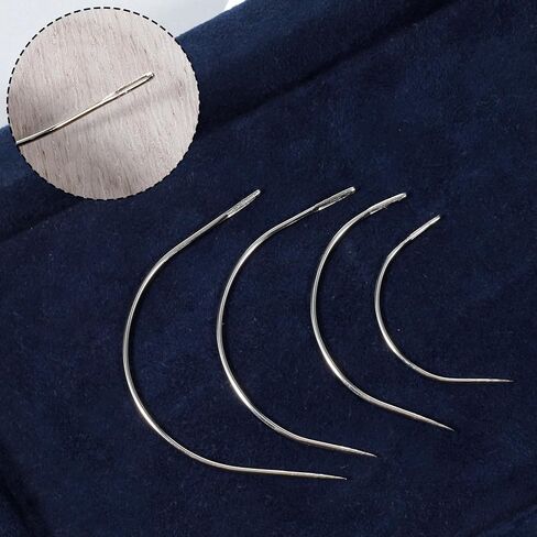cobee 20 Pcs Curved Sewing Needles, 4 Sizes Hand Sewing Leather Needle, Threading Upholstery Embroidery Needles for Carpet Leather Canvas Repairing Weaving Crafts(2''/2.5''/3''/3.5'') in Saudi Arabia