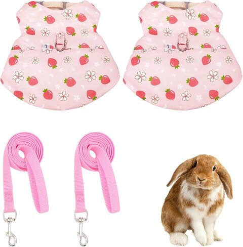 2-Pack Small Pet Harness & Leash Set – Soft, Adjustable Vest for Rabbits, Kittens, Squirrels & More (Pink, L) in Kuwait