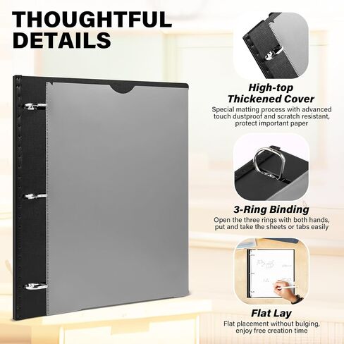 Telescoping 3 Ring Binder-4PCS, Flexible Binder with Customized Front Cover+Clear Catalog Pocket+3 Round Rings, Flat Writing Binder, 4 Bright Colors in Kuwait