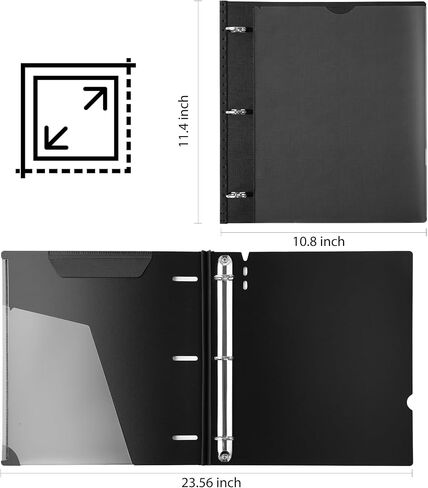 Telescoping 3 Ring Binder-4PCS, Flexible Binder with Customized Front Cover+Clear Catalog Pocket+3 Round Rings, Flat Writing Binder, 4 Bright Colors in Kuwait