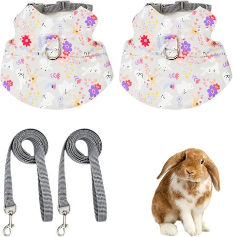 2-Pack Small Pet Harness & Leash Set – Soft, Adjustable Vest for Rabbits, Kittens, Squirrels & More (Pink, L) in Kuwait