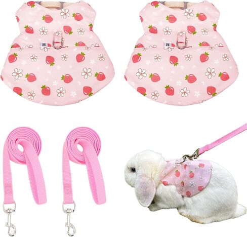 2-Pack Small Pet Harness & Leash Set – Soft, Adjustable Vest for Rabbits, Kittens, Squirrels & More (Pink, L) in Kuwait