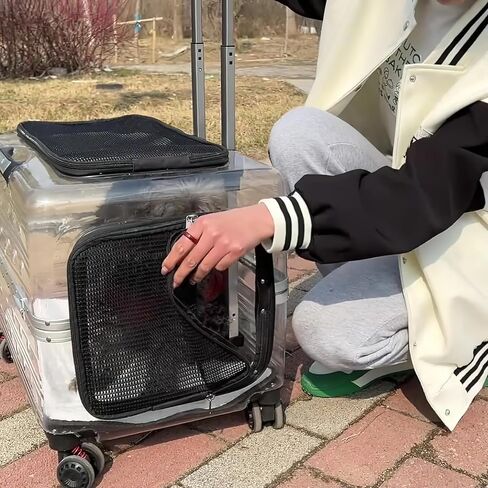 حاملة حيوانات أليف مقصورة الفضاء ، PVC شفاف ، 16.93x21.65x14.96 بوصة ، علبة سفر بعجلات للقطط والكلاب in Kuwait