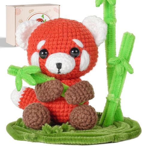 Gipony Crochet Kit for Beginners, Crochet Animal Kits, Crocheting Kit for Starters, Learn to Crochet with Step-by-Step Video Tutorials, Beginner Crochet Kit for Adults(Panda) in Kuwait