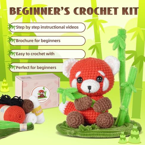 Gipony Crochet Kit for Beginners, Crochet Animal Kits, Crocheting Kit for Starters, Learn to Crochet with Step-by-Step Video Tutorials, Beginner Crochet Kit for Adults(Panda) in Kuwait