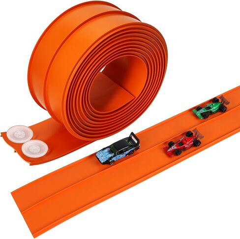 15 Ft Flexible Race Track for Kids with 3 Race Cars and Storage Bag, Simple and Versatile Gameplay, Safe and Durable Materials, Easy to Clean and Store, Birthday Gifts for Kids Age 4-9 (Orange) in Kuwait