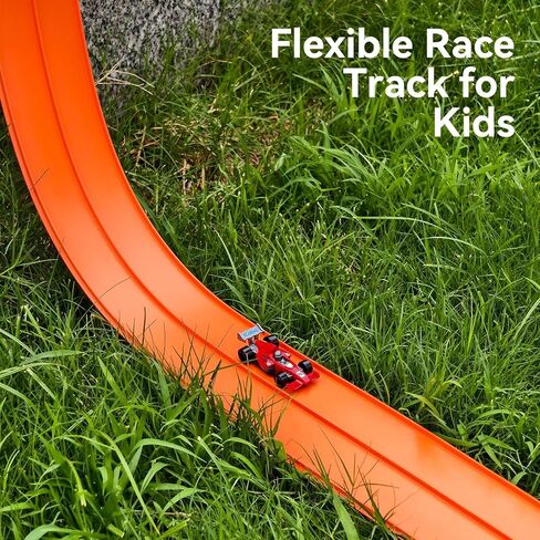 15 Ft Flexible Race Track for Kids with 3 Race Cars and Storage Bag, Simple and Versatile Gameplay, Safe and Durable Materials, Easy to Clean and Store, Birthday Gifts for Kids Age 4-9 (Orange) in Kuwait