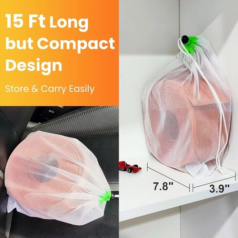 15 Ft Flexible Race Track for Kids with 3 Race Cars and Storage Bag, Simple and Versatile Gameplay, Safe and Durable Materials, Easy to Clean and Store, Birthday Gifts for Kids Age 4-9 (Orange) in Kuwait