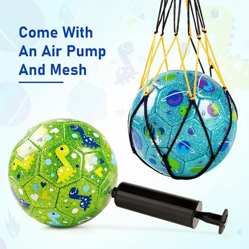 ZOOJOY 2 Pack Size 2 Soccer Ball for Toddlers 1-3, Cartoon Balls for Sports Gifts for Boys & Girls with Pump,Mesh Bag, Planet & Dinosaur Toddler Soccer for Indoor Outdoor Active Play in Saudi Arabia
