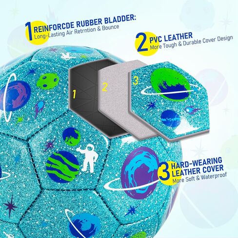 ZOOJOY 2 Pack Size 2 Soccer Ball for Toddlers 1-3, Cartoon Balls for Sports Gifts for Boys & Girls with Pump,Mesh Bag, Planet & Dinosaur Toddler Soccer for Indoor Outdoor Active Play in Saudi Arabia