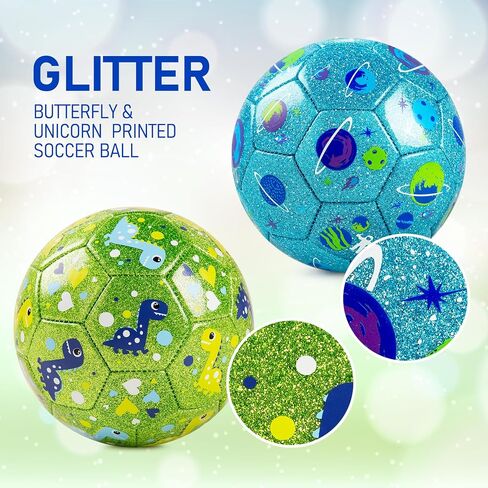 ZOOJOY 2 Pack Size 2 Soccer Ball for Toddlers 1-3, Cartoon Balls for Sports Gifts for Boys & Girls with Pump,Mesh Bag, Planet & Dinosaur Toddler Soccer for Indoor Outdoor Active Play in Saudi Arabia