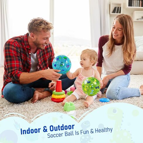 ZOOJOY 2 Pack Size 2 Soccer Ball for Toddlers 1-3, Cartoon Balls for Sports Gifts for Boys & Girls with Pump,Mesh Bag, Planet & Dinosaur Toddler Soccer for Indoor Outdoor Active Play in Saudi Arabia