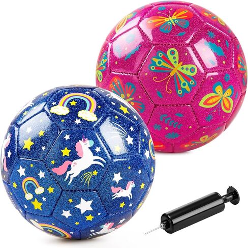 ZOOJOY 2 Pack Size 2 Soccer Ball for Toddlers 1-3, Cartoon Balls for Sports Gifts for Boys & Girls with Pump,Mesh Bag, Planet & Dinosaur Toddler Soccer for Indoor Outdoor Active Play in Saudi Arabia