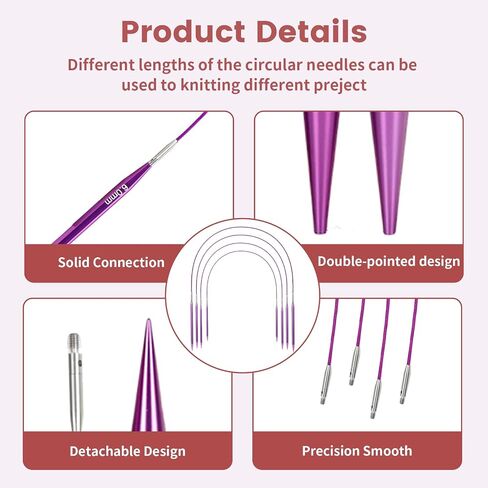 liomey Interchangeable Circular Knitting Needles Set - 13 Pairs (3mm-10mm) with 4 Flexible Cables, Aluminum Needle, Ergonomic Design for Beginners and Advanced Knitters, Blue in Saudi Arabia