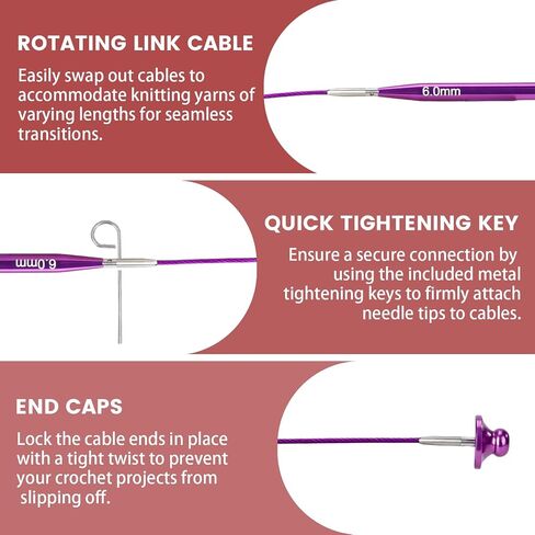 liomey Interchangeable Circular Knitting Needles Set - 13 Pairs (3mm-10mm) with 4 Flexible Cables, Aluminum Needle, Ergonomic Design for Beginners and Advanced Knitters, Blue in Saudi Arabia