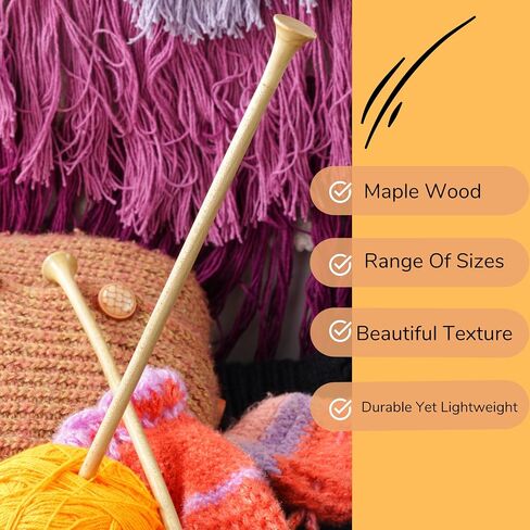 Nagina International 14" Rosewood & Maple Crafted Premium Yarn Knitting Needles | Stitching Accessories & Supplies (Maple Head, US Size 8-5mm) in Saudi Arabia