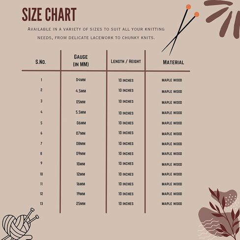 Nagina International 14" Rosewood & Maple Crafted Premium Yarn Knitting Needles | Stitching Accessories & Supplies (Maple Head, US Size 8-5mm) in Saudi Arabia