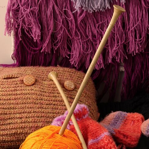 Nagina International 14" Rosewood & Maple Crafted Premium Yarn Knitting Needles | Stitching Accessories & Supplies (Maple Head, US Size 8-5mm) in Saudi Arabia