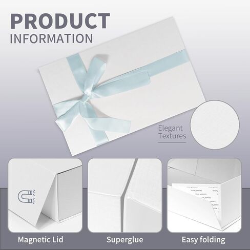 Large White Gift Box,13.75"x9"x4.5", Gift Boxes with Magnetic Lids for Presents Closure Gift Packing for Birthday,Christmas, Halloween,Wedding,Bridal Gifts,Mother's Day Gift Packging in Kuwait