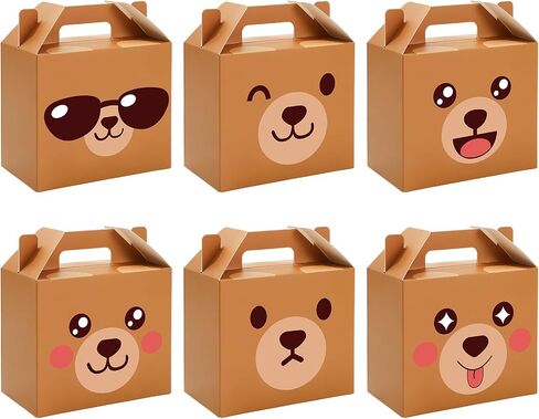 FYSUIMU 48Pcs Bear Treat Box with Handle Cute Bear Face Candy Goodie Bag Paper Gift Container for Birthday Baby Shower Party Favors Supplies in Saudi Arabia