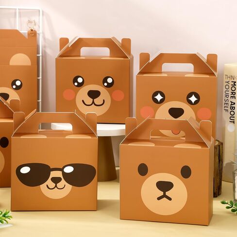 FYSUIMU 48Pcs Bear Treat Box with Handle Cute Bear Face Candy Goodie Bag Paper Gift Container for Birthday Baby Shower Party Favors Supplies in Saudi Arabia