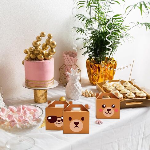 FYSUIMU 48Pcs Bear Treat Box with Handle Cute Bear Face Candy Goodie Bag Paper Gift Container for Birthday Baby Shower Party Favors Supplies in Saudi Arabia
