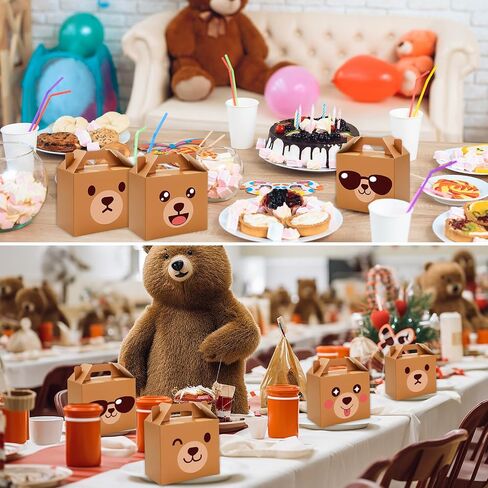FYSUIMU 48Pcs Bear Treat Box with Handle Cute Bear Face Candy Goodie Bag Paper Gift Container for Birthday Baby Shower Party Favors Supplies in Saudi Arabia