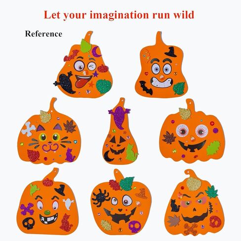 Crafjie 40set Fall Halloween Foam Pumpkin Craft Kit Decorations Pumpkin Foam Stickers Set with Fall Maple Leaves Rhinestone Stickers for Halloween Thanksgiving Art Crafts Decorations in Saudi Arabia
