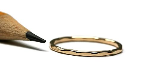 Salish Sea Inspirations 14K Gold Filled Hammer Textured Skinny 1.3mm Stacking Rings (2 Rings) in Kuwait