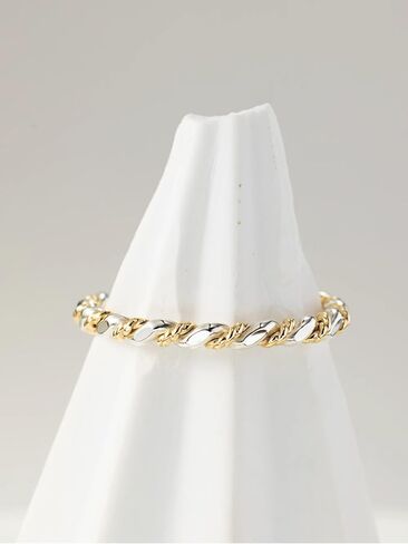 LUKRAY Braided Stacking Ring | Silver and Gold Statement Ring | S925 Sterling Silver and 14k Gold-Filled for Women | Simple and Elegant | Waterproof Everyday Wear | Stacking Ring (6.5) in Saudi Arabia