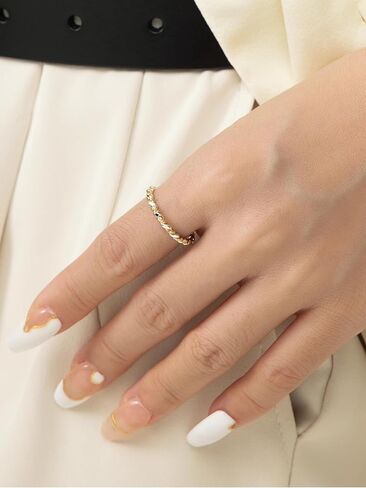LUKRAY Braided Stacking Ring | Silver and Gold Statement Ring | S925 Sterling Silver and 14k Gold-Filled for Women | Simple and Elegant | Waterproof Everyday Wear | Stacking Ring (6.5) in Saudi Arabia