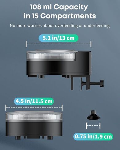 Pawfly Aquarium Automatic Fish Feeder ، 108 مل من موزع الطعام لمسحوق الكريات والحبيبات ، وحدة التغذية الموقت القابلة للتعديل لخزان الأسماك ، والبطاريات التي تعمل (البطاريات غير المدرجة) in Saudi Arabia
